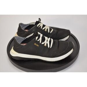 Olukai Shoes Huia Womens Size 8 Athleisure Sneakers Slip On Black Boat Fishing